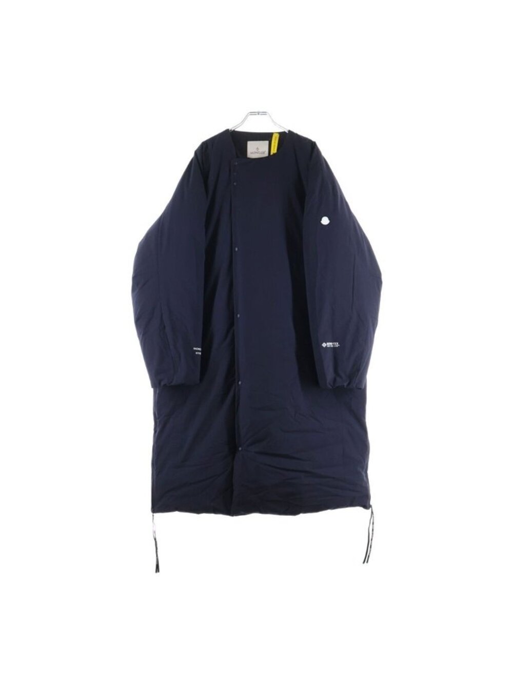 Moncler Genius Hyke Giubbotto Muveran Long Coat Collarless Down Navy